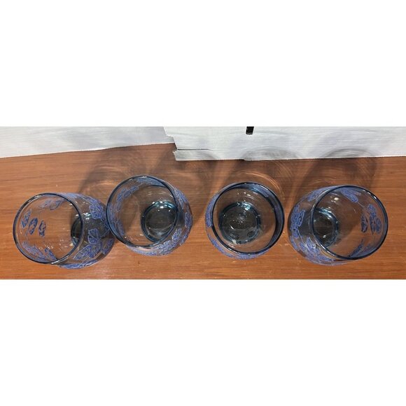 1960 Libbey Glass Eventide Pattern Blue with Raised Leaves, 10 oz. (Set Of 4) - Picture 2 of 4